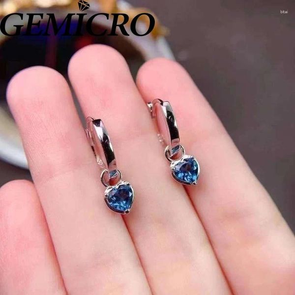 Boucles d'oreilles en peluche Gémicro 925 argent sterling naturel naturel london topaze topaze oreille pour femmes anniversaire de mariage bel bijoux femelle fille