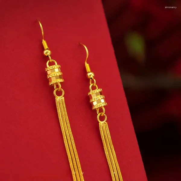 Boucles d'oreilles pendantes en or véritable 18 carats pour femmes, motif de pagode Simple, clou à pampilles, bijoux fins, cadeaux
