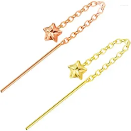 Bengelen oorbellen echte 18k gouden sterren oorrigns lijn voor vrouwen fijne sieraden au750 roos geel kwastje verjaardag cadeau