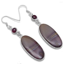 Boucles d'oreilles pendantes véritable jaspe Mookaite argent sterling 925 56.7 Mm 2SE0410