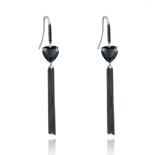 Boucles d'oreilles pendantes en argent S925, véritables bijoux de styliste, pompon d'amour naturel, Design Premium, Agate noire, haute qualité