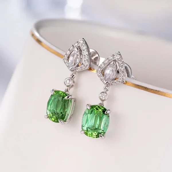 Boucles d'oreilles pendantes géométriques en argent Sterling 925, bijoux émeraude, pierres précieuses, boucles d'oreilles pendantes pour femmes, Aros Mujer Oreja, bijoux Orecchini pour femmes