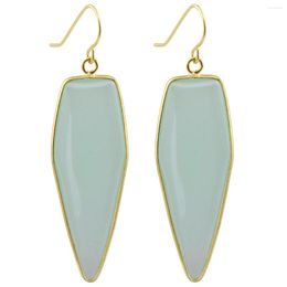 Boucles d'oreilles pendantes géométriques en verre vert Howlite Turquoise, bijoux de guérison Reiki en pierre de lune pour femmes