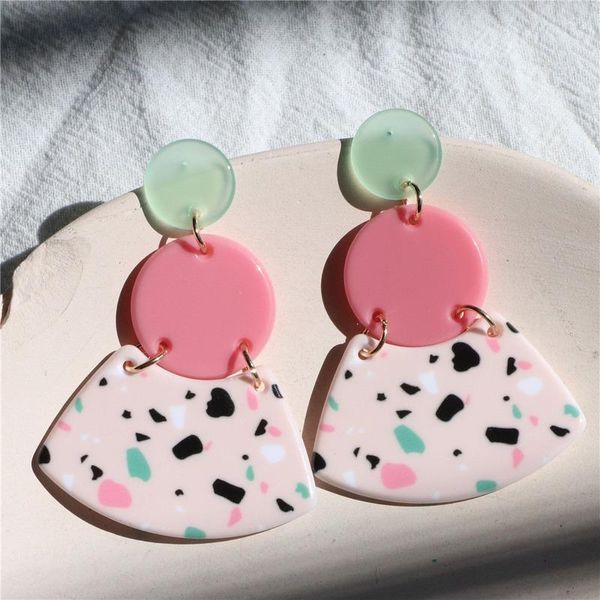 Dangle boucles d'oreilles géométrique irrégulière peinture été couleur mode boucle d'oreille bijoux fête accessoires fille cadeau en gros