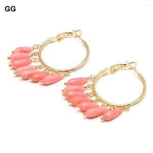 Boucles d'oreilles pendantes GG, bijoux en forme de cercle plaqué or rose corail pour femmes, personnalité exagérée, boîte de nuit