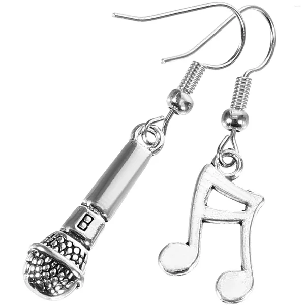 Boucles d'oreilles pendantes, cadeau pour les amateurs de musique, pendentif de Note de Microphone, goutte asymétrique décorative pour femmes