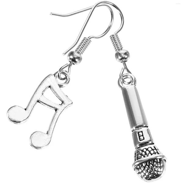 Gift des boucles d'oreilles en pendaison pour les mélomanes Microphone Note Pendre Les femmes asymétriques décorer