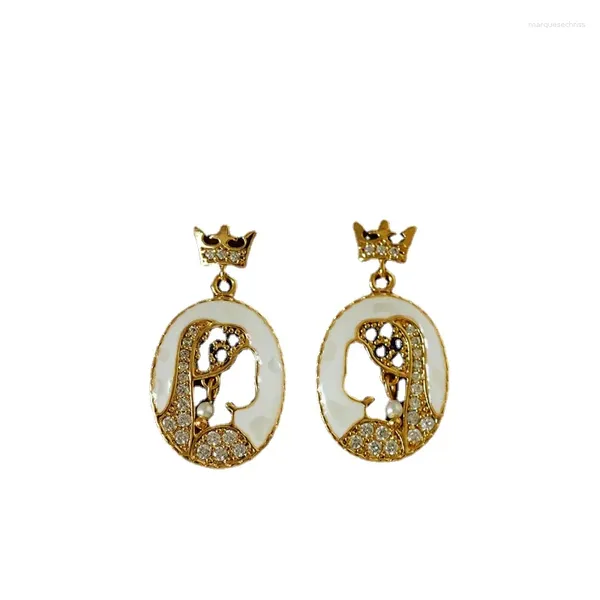 Boucles d'oreilles pendantes pour filles, peinture à l'huile, lumière d'oreille, luxe, Design de Niche Unique, sens féminin, Style français, automne et hiver