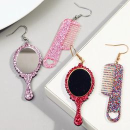 Boucles d'oreilles en peluche magique paillette peigne en acrylique drop pour femmes drôle de maquillage drôle drôle asymétrique boucles d'oreille y2k bijoux