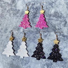 Dangle Oorbellen Glitter PU Lederen Hoepel Kerstboom Feestsieraden Vrouwen Aretes De Mujer