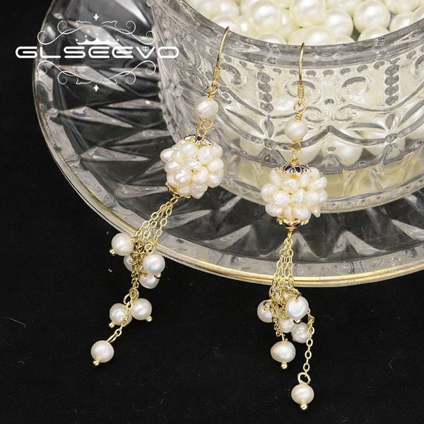 Glseevo – boucles d'oreilles pendantes de styliste en perles d'eau douce pour femmes, longues gouttes suspendues pour fête d'anniversaire, Style chinois Vintage, GE1130, 2022