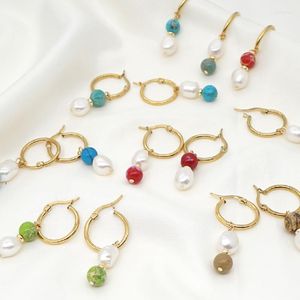 Boucles d'oreilles pendantes Go2Boho goutte boucle d'oreille perle baroque d'eau douce Brincos acier inoxydable pierre naturelle boucles d'oreilles pour femmes bijoux