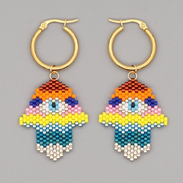 Dangle Boucles D'oreilles Go2Boho Hamsa Main Boucle D'oreille Miyuki Brique Point Perlé Boucles D'oreilles Pour Les Femmes Boho Bijoux 2023 Inoxydable Pendientes Lustre