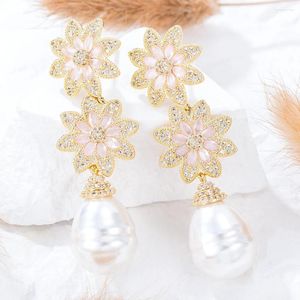 Boucles d'oreilles pendantes GODKI 2024 tendance fleur pour femmes fête de fiançailles bohème géométrique Brincos femme bricolage bijoux de mode