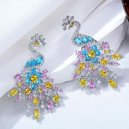 Dangle Oorbellen GODKI Bohemian Luxe Multicolor Pauw Voor Vrouwen Wedding Bridal Boucle D' Oreille Femme 2024