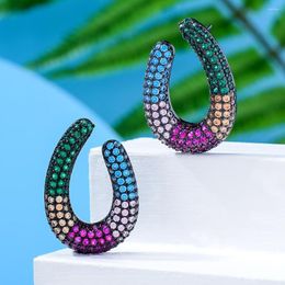 Dangle Boucles D'oreilles GODKI Courbes Tressées De Luxe Brésilien Plein Mirco Pavé Cubic Zirconia Naija Boucle D'oreille De Mariage De Mode Bijoux Haut De Gamme