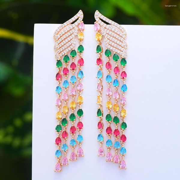 Dangle Boucles D'oreilles GODKI Long Gland Gouttes Charmes 2023 À La Mode Plein Cubique Zircon CZ Fête De Fiançailles Robe Africaine Boucle D'oreille Bijoux De Mode