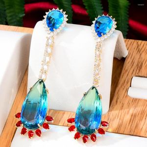 Boucles d'oreilles pendantes GODKI conception de cils de luxe pour les femmes mariage zircon cubique dubaï bijoux fantaisie cadeau fête d'été