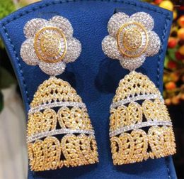 Boucles d'oreilles pendantes GODKI luxe fleur africaine pour les femmes de mariage cubique zircone cristal DUBAI bijoux de fête nuptiale 20223078949