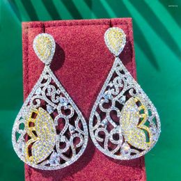 Pendientes colgantes Godki Luxury Heart Love African for Women Wedding Cubic Zirconia Crystal Dubai Bridal Party Jewellry
