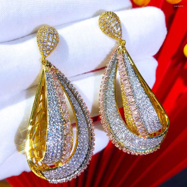 Pendientes colgantes Bodki Big Big Ball para mujeres Fiesta de bodas Cz Dubai Bridal Boucle d'Oreille Regalo de joyería de moda