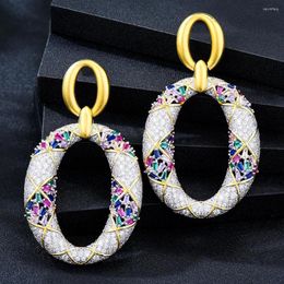 Dangle Oorbellen GODKI Trend Multicolor Crossover Drop Earring Voor Vrouwen Wedding Party Dubai Bruidssieraden Boucle D' oreille Femme