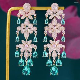 Bengelen oorbellen Godki trendy bloemen laten oorbel voor vrouwen bruiloftsfeest Dubai bruidsjuwelen boucle d'Oreille femme cadeau