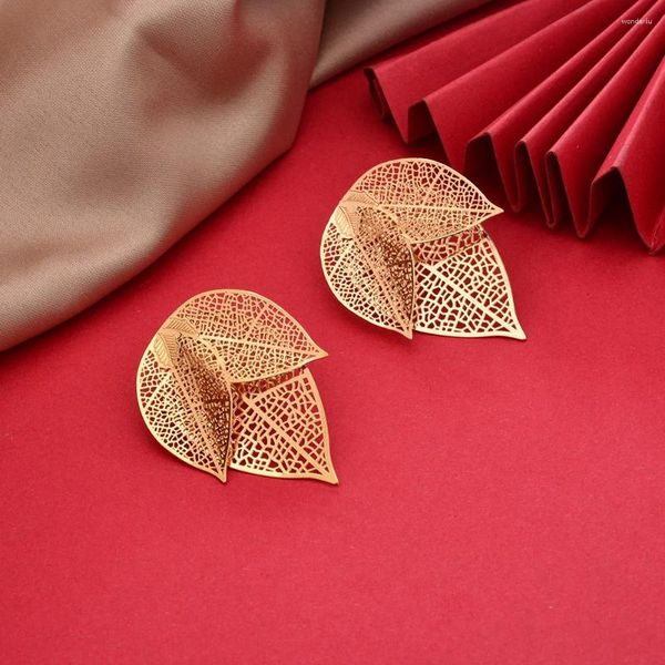 Pendientes colgantes hoja de Color dorado etíope Oriente Medio Dubai para mujeres joyería de boda regalos africanos