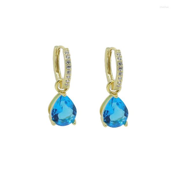 Boucles d'oreilles pendantes plaqué or couleur Cz pour femmes Zircon longue goutte d'eau boucle d'oreille hommes bijoux cercle oreille bague en gros