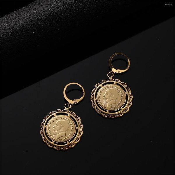 Pendientes colgantes moneda etíope chapada en oro Habesha Eritrea África regalo de joyería de boda