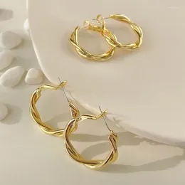Boucles d'oreilles pendantes plaquées or, Style coréen, cercle féminin en forme de torsion, vent froid, mode tendance, cadeaux de fête