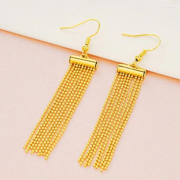 Boucles d'oreilles pendantes plaquées or pour femmes, bijoux à franges longues à la mode