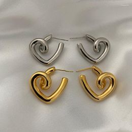 Bengelen oorbellen goud/verzilverde designer metalen messing spiraalvormige hartvormige voor vrouwen sieraden