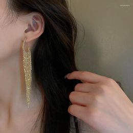 Dangle Oorbellen Gouden Metalen Kwastje Lang Voor Vrouwen Geometrische Strass-oorbellen Feestsieraden Pendientes De Borla