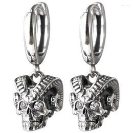 Boucles d'oreilles gothiques Baphomet tête de mouton crâne pour hommes femmes couleur argent bijoux d'oreille