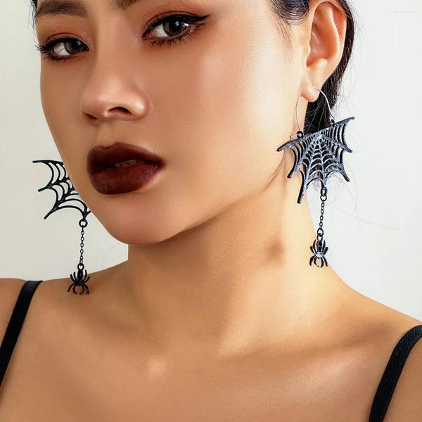 Boucles d'oreilles gothiques en forme d'araignée, vent foncé, pendentif à pompon creux pour femmes, Halloween Punk, bijoux en forme d'araignée, vente en gros
