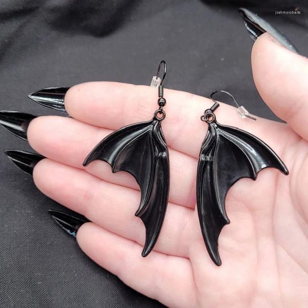 Boucles d'oreilles pendantes gothique Goth noir Vampire chauve-souris aile lune sorcière mystique Punk bijoux cadeau femmes déclaration Halloween