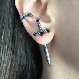 Bengelen oorbellen gotisch kinitiaal zwaard voor vrouwen vintage cool punk crystal ear dolte pierced stud mode heksen sieraden cadeau