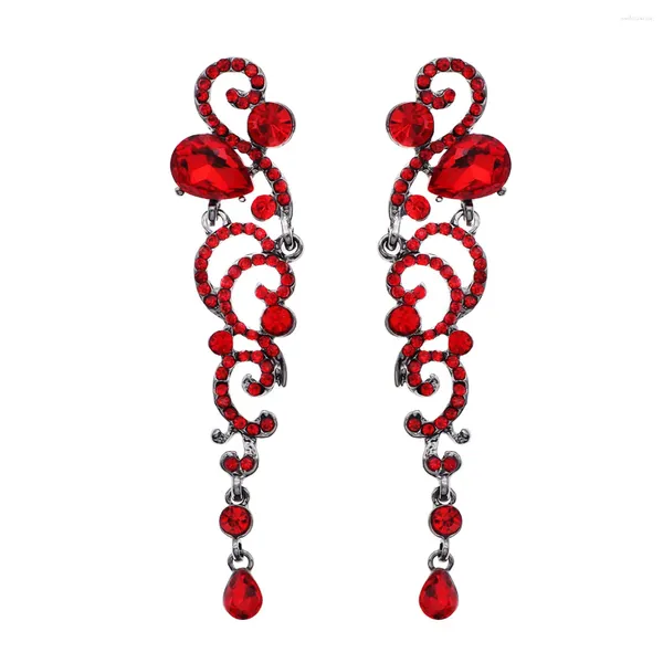 Pendientes colgantes góticos Punk negro rojo colgante de cristal gota para mujeres declaración de boda creativa regalos de joyería de Halloween