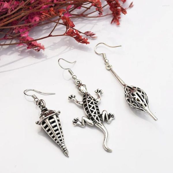 Pendientes colgantes góticos punk cz circón lizard gota de caída para mujeres de metal color animal geckos paraguas jwewlry