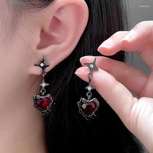 Boucles d'oreilles en peluche Gothic Red Heart Star Y2K Zircon Love Cross Earring Girls Irregular Pendant Party