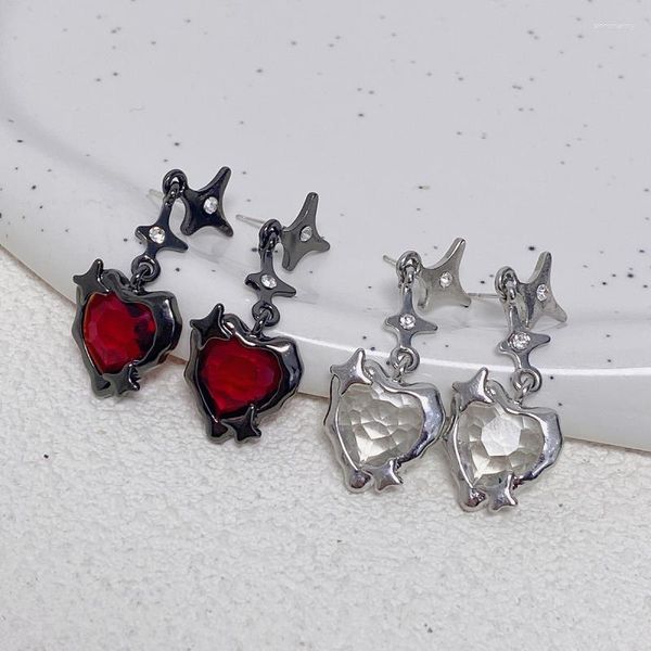 Boucles d'oreilles pendantes gothique étoile pendentif Y2K rouge Zircon amour boucle d'oreille irrégulière esthétique gland fête bijoux cadeau