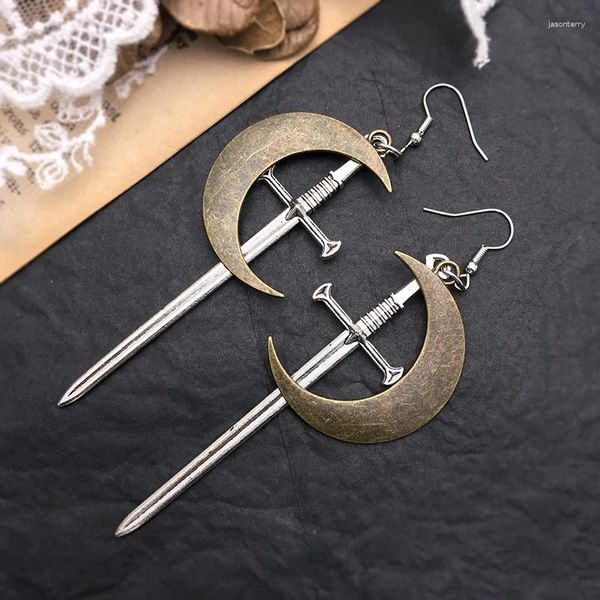 Boucles d'oreilles en pendille-oreilles gothiques pour femmes hommes vintage mine poignard long oreilles goth punk fashion bijoux accessoires halloween