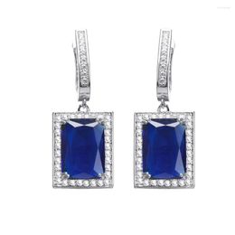 Boucles d'oreilles pendantes Grace Gift Royal BlueTopaz Hermosa Drop Earring 34mm Pretty Women Jewelry