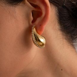 Boucles d'oreilles pendantes Greatera tendance couleur or cubique zircone chaîne grosse goutte pour les femmes épaisse larme déclaration bijoux de fête