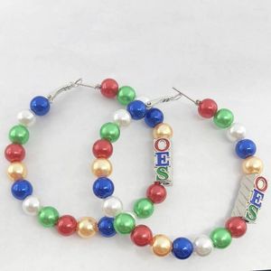 Boucles d'oreilles pendantes Greek Friendship Association OES Oriental Star Large Hole Beads Alphabet Colorful Pearl Round