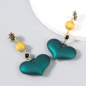 Dange oorbellen groen hart vintage retro druppel voor vrouwen mode elegant statement feest voortreffelijk sieraden cadeau ht148