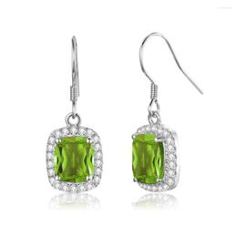 Boucles d'oreilles pendantes en argent 925, péridot vert Olive, bijoux en cristal avec diamants, pierres précieuses, accessoires romantiques mignons pour femmes, 2023
