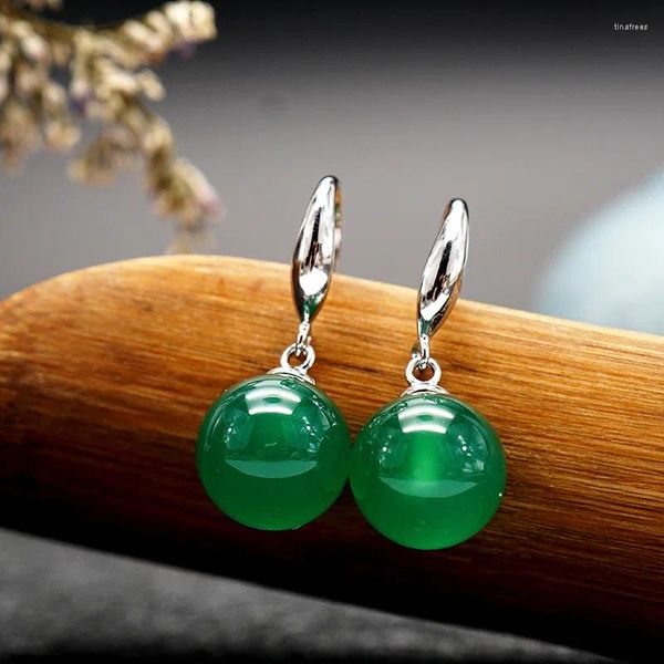 Pendientes de colgación verde jade bead 925 silver regalos diseñador diseñador tallado joyería natural mujeres regalos de piedra preciosa piedra piedra