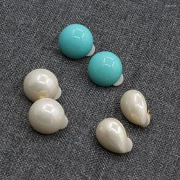 Bengelen oorbellen guaiguai sieraden natuurlijke witte schaal turquoise blauwe parel oorclip voor dame voortreffelijk